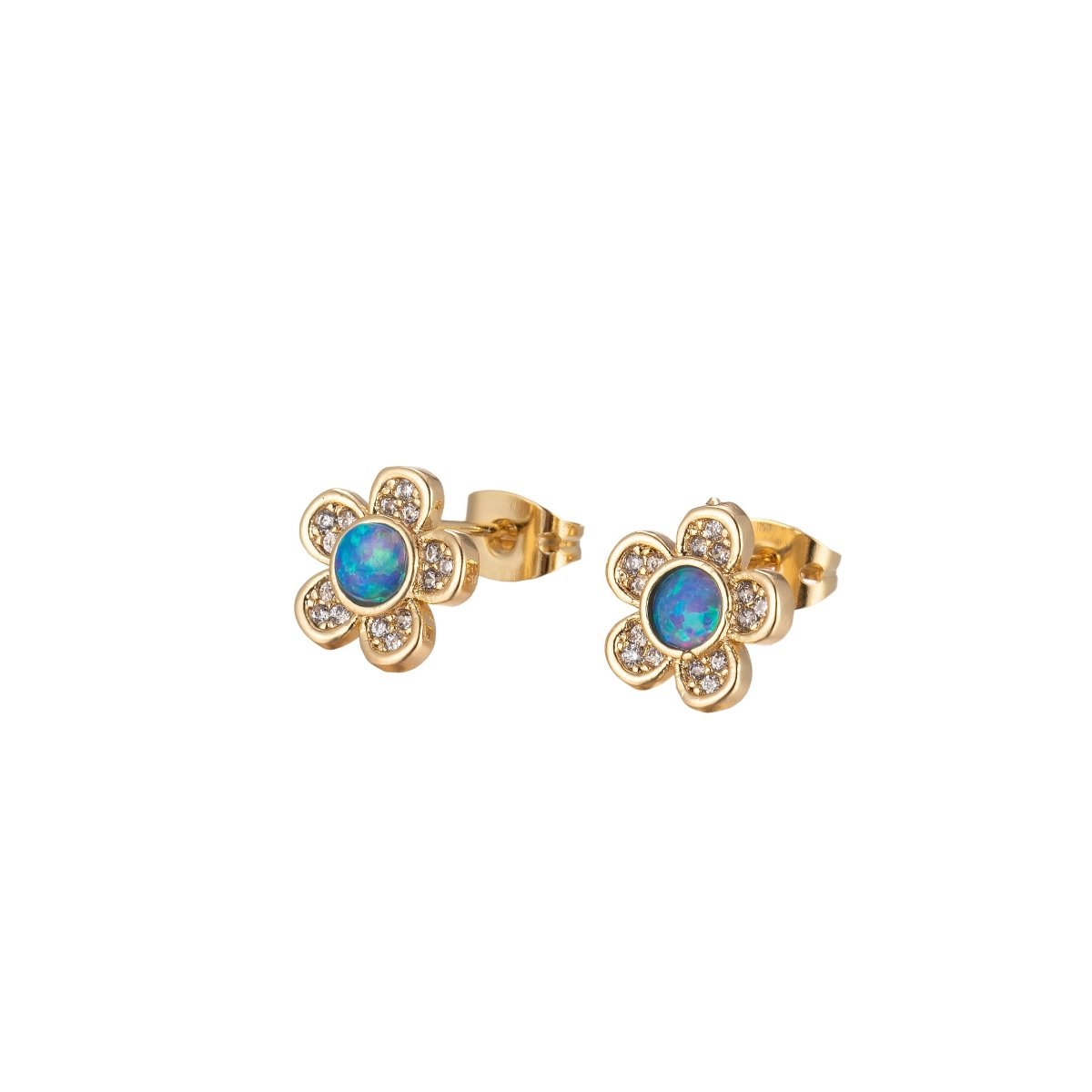 Mini Opal Daisy Stud Earring Cartilage Earring, Gold Flower stud, dainty gold Minimalist Jewelry Pushback stud L-515 L-516
