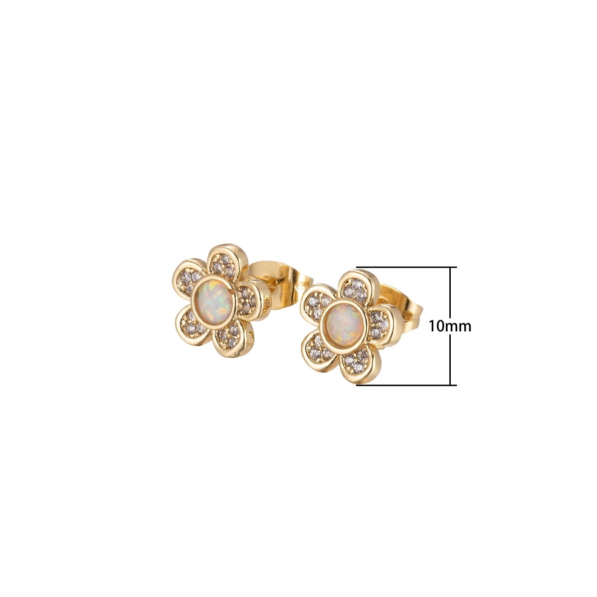 Mini Opal Daisy Stud Earring Cartilage Earring, Gold Flower stud, dainty gold Minimalist Jewelry Pushback stud L-515 L-516