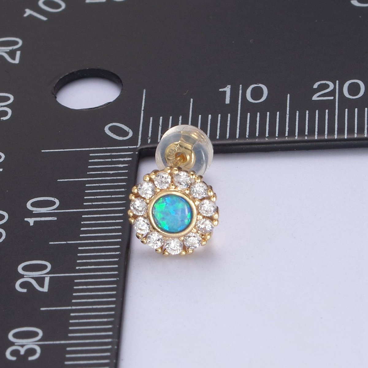 Mini Opal Floral Stud Earring Cartilage Earring, Gold Flower stud, dainty gold Minimalist Jewelry Pushback stud L-613