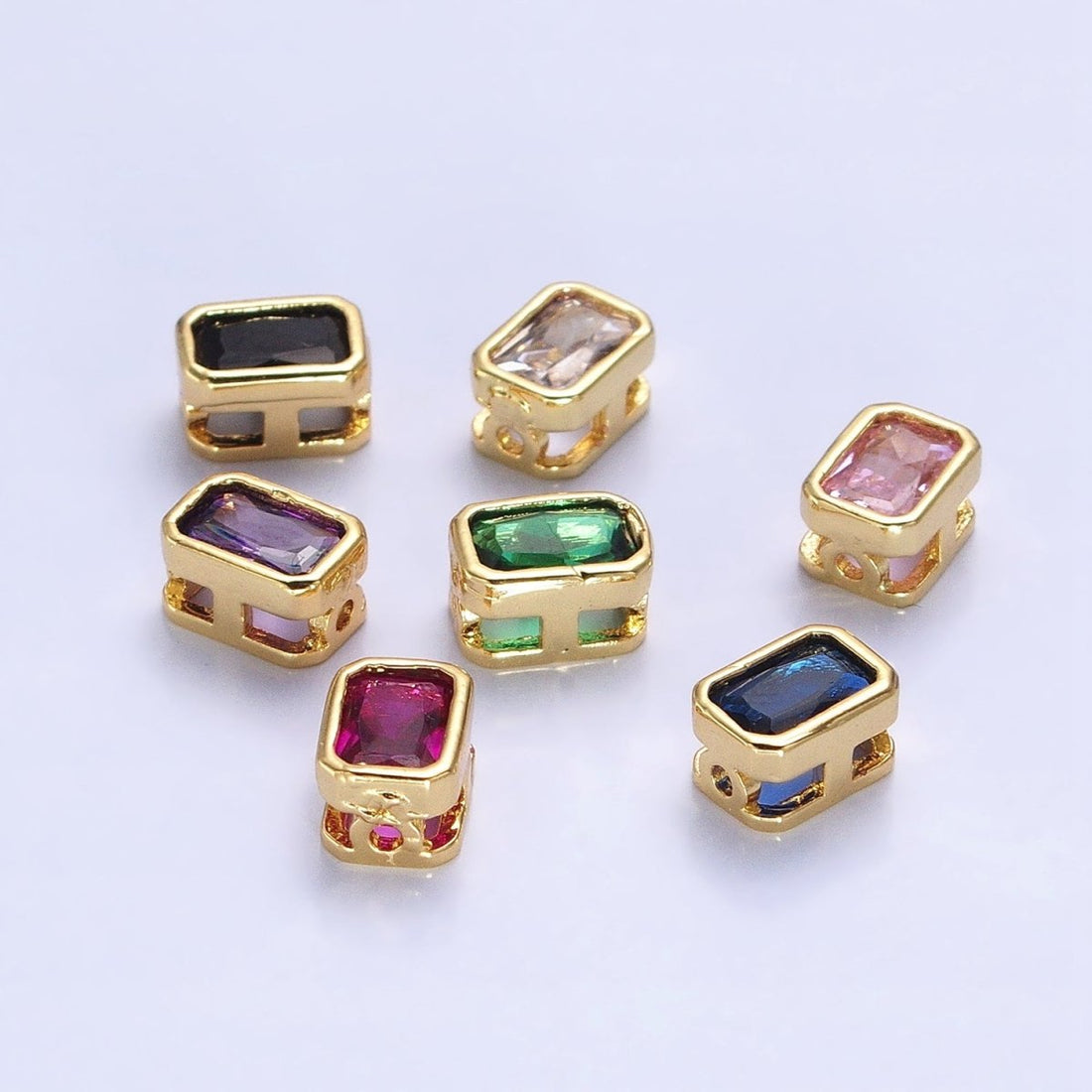 Mini Rectangle Bead Spacer CZ Micro Pave Geometric Spacer Bead Connector Charm B-435 B-438 B-439 B-445  B-455 B-674