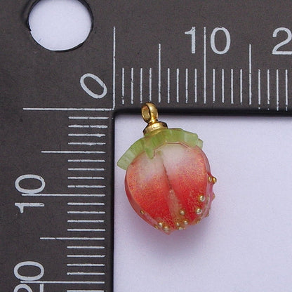 Mini Red, Pink Strawberry Fruit Gold Charm | C-770 C-771