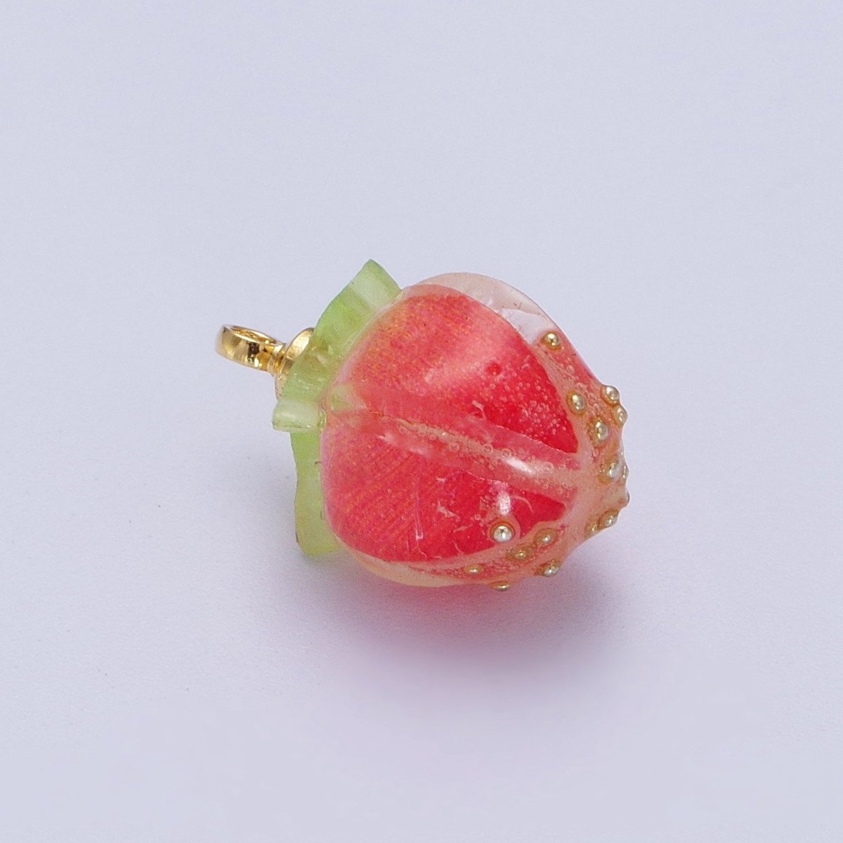 Mini Red, Pink Strawberry Fruit Gold Charm | C-770 C-771