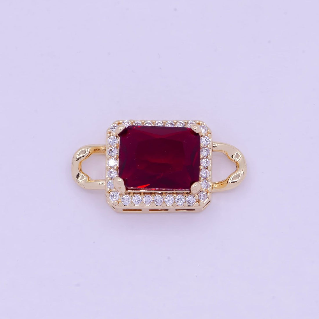 Mini Red Rectangle Charms for Necklace Bracelet Earring Making Supplies Micro Pave Geometric Link Connector F-774