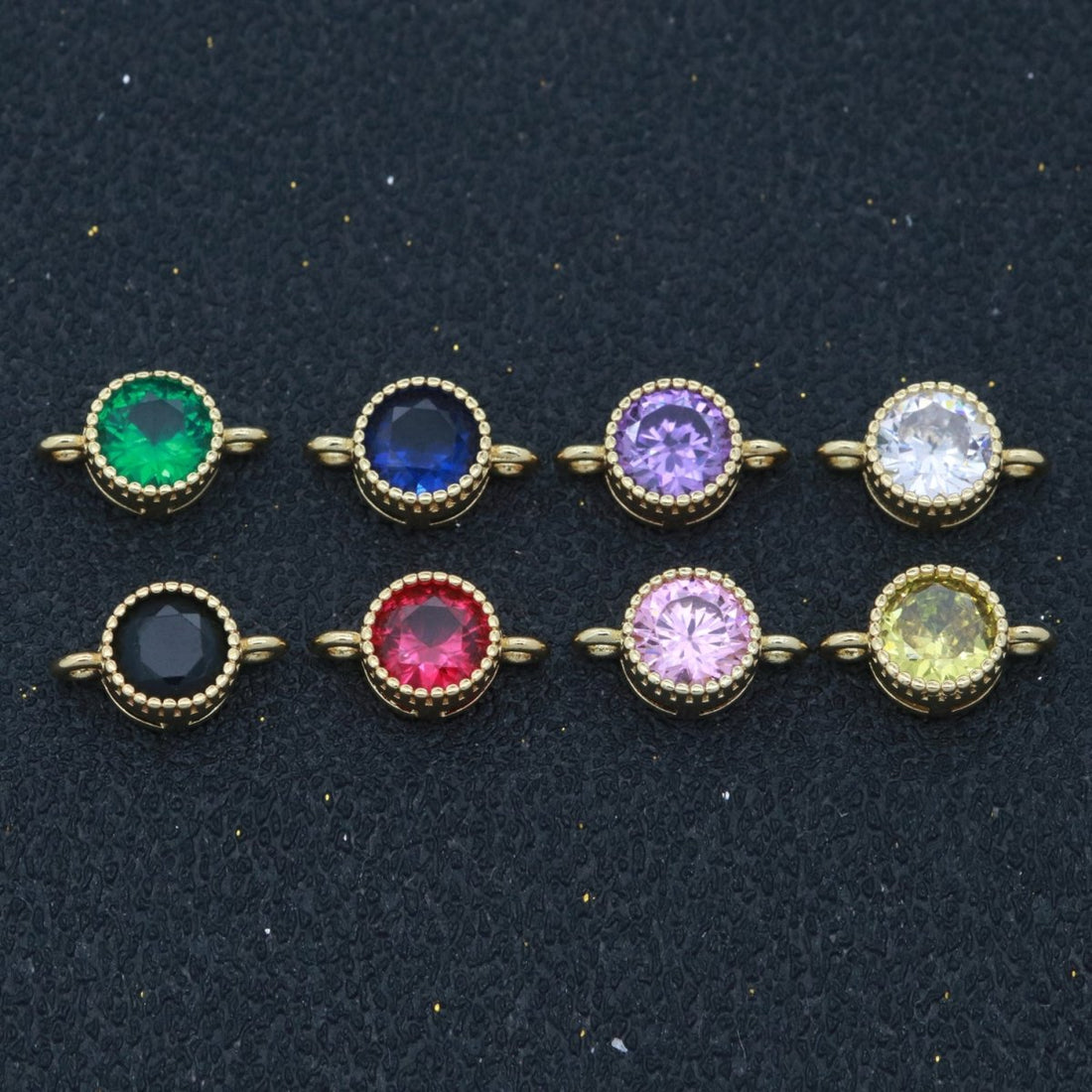 Mini Round Charm Connector Cubic Circle Cz Colorful Link Connector for Necklace Bracelet Earring Supply Y-314- Y-321