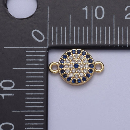 Mini Round Evil Eye Charm Connector for Bracelet Necklace Link Connector F-061
