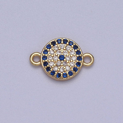 Mini Round Evil Eye Charm Connector for Bracelet Necklace Link Connector F-061
