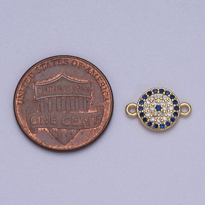 Mini Round Evil Eye Charm Connector for Bracelet Necklace Link Connector F-061