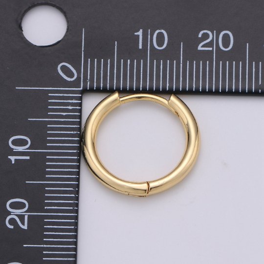 Mini Round hoop earrings, 18mm, 14K gold plated brass, Nickel free, Earrings making, Simple Round hoop 1 pair hoops Q-493 Q-495 Q-496