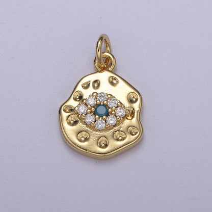 Mini Rustic Gold Filled Evil Eye Charm for Add on Charm Cubic Amulet Jewelry N-351 - N-354