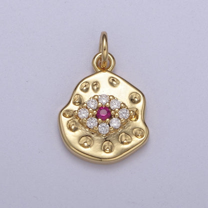 Mini Rustic Gold Filled Evil Eye Charm for Add on Charm Cubic Amulet Jewelry N-351 - N-354