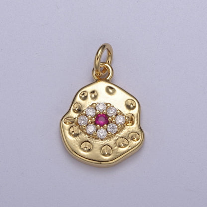 Mini Rustic Gold Filled Evil Eye Charm for Add on Charm Cubic Amulet Jewelry N-351 - N-354