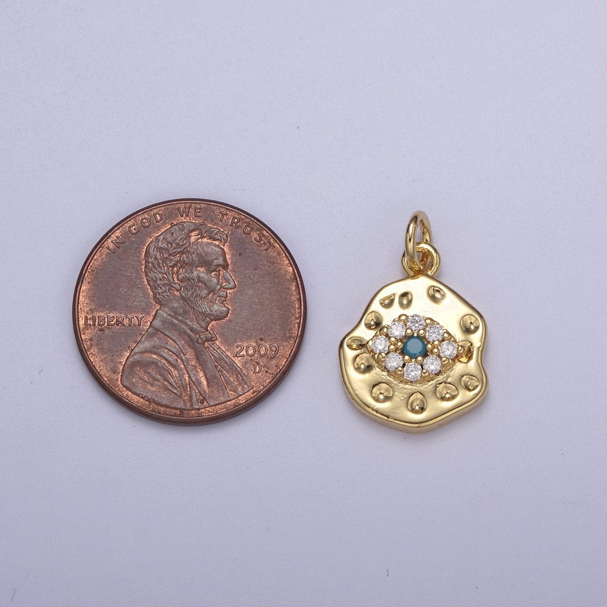 Mini Rustic Gold Filled Evil Eye Charm for Add on Charm Cubic Amulet Jewelry N-351 - N-354