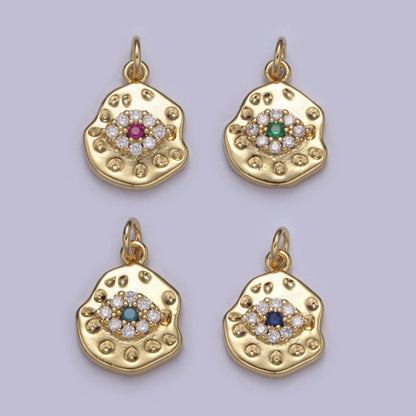 Mini Rustic Gold Filled Evil Eye Charm for Add on Charm Cubic Amulet Jewelry N-351 - N-354