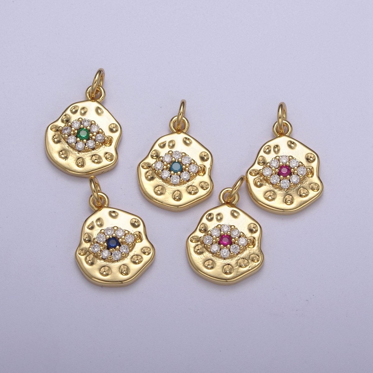 Mini Rustic Gold Filled Evil Eye Charm for Add on Charm Cubic Amulet Jewelry N-351 - N-354