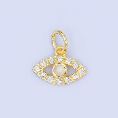 Mini S925 Sterling Silver Evil Eye Charm with Clear Opal Stone | SL-476