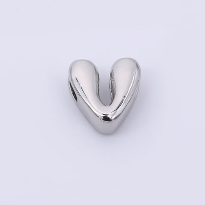 Mini Silver 8mm Initial Letter Alphabet Chubby Spacer Bead | AF040 - AF052