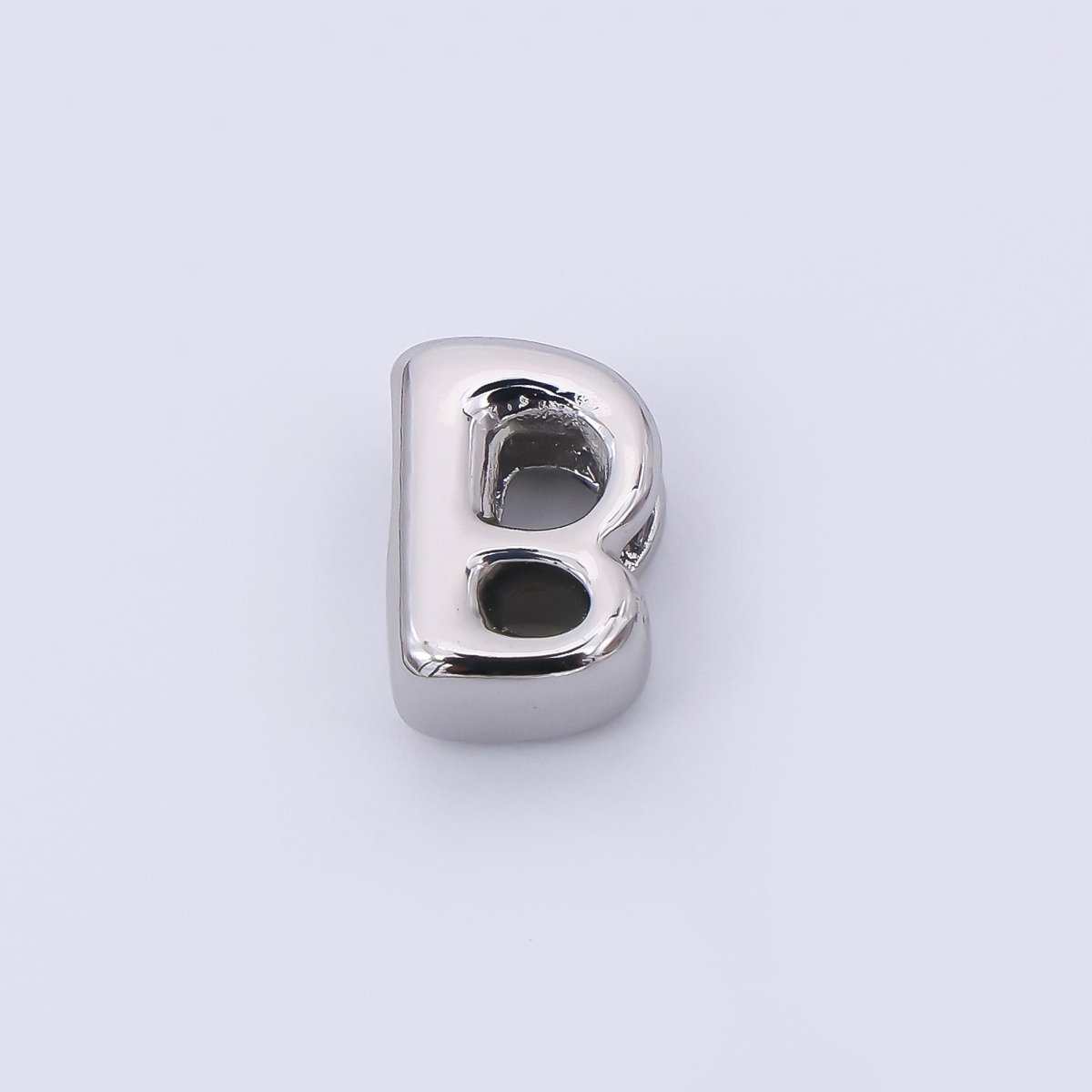 Mini Silver 8mm Initial Letter Alphabet Chubby Spacer Bead | AF040 - AF052