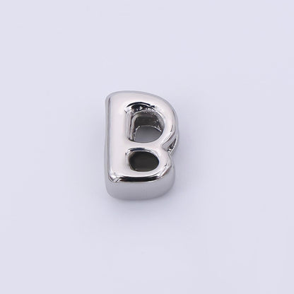 Mini Silver 8mm Initial Letter Alphabet Chubby Spacer Bead | AF040 - AF052