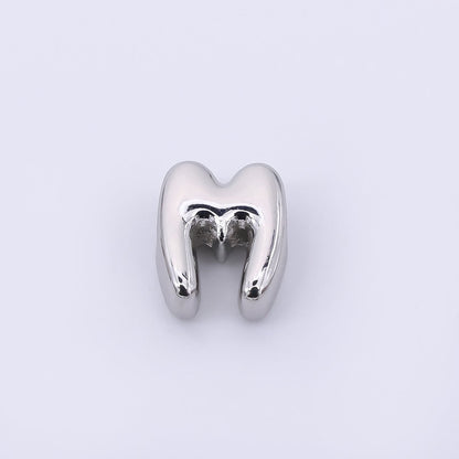 Mini Silver 8mm Initial Letter Alphabet Chubby Spacer Bead | AF040 - AF052