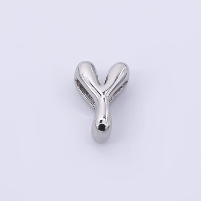 Mini Silver 8mm Initial Letter Alphabet Chubby Spacer Bead | AF040 - AF052