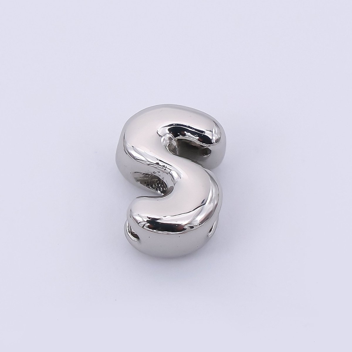 Mini Silver 8mm Initial Letter Alphabet Chubby Spacer Bead | AF040 - AF052