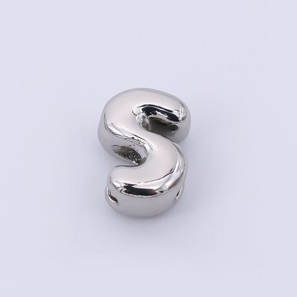 Mini Silver 8mm Initial Letter Alphabet Chubby Spacer Bead | AF040 - AF052