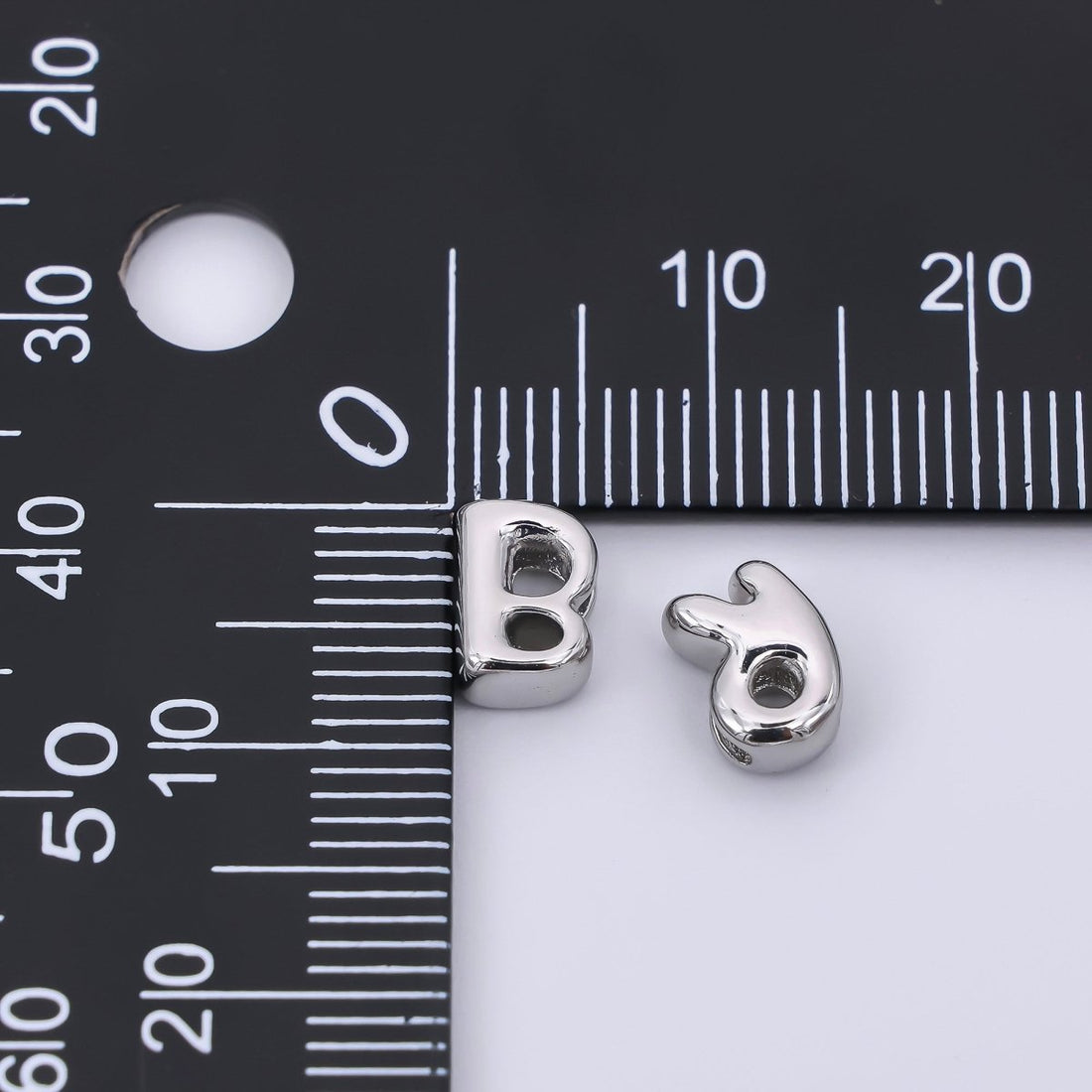 Mini Silver 8mm Initial Letter Alphabet Chubby Spacer Bead | AF040 - AF052