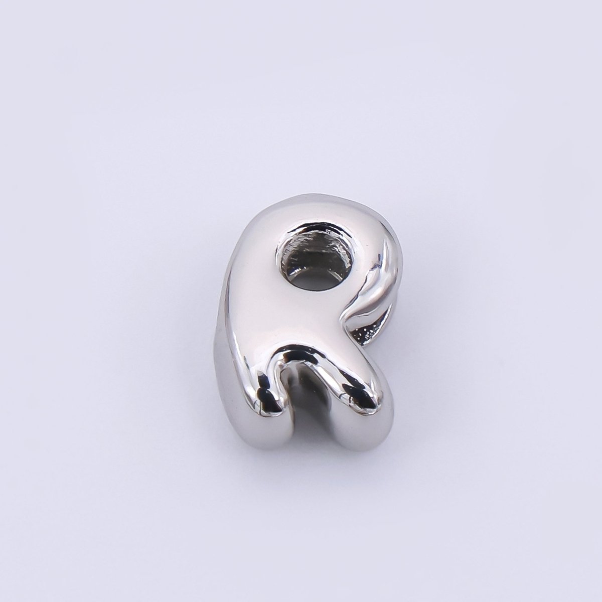 Mini Silver 8mm Initial Letter Alphabet Chubby Spacer Bead | AF040 - AF052