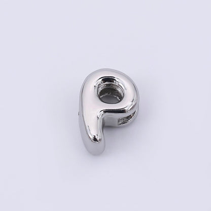Mini Silver 8mm Initial Letter Alphabet Chubby Spacer Bead | AF040 - AF052