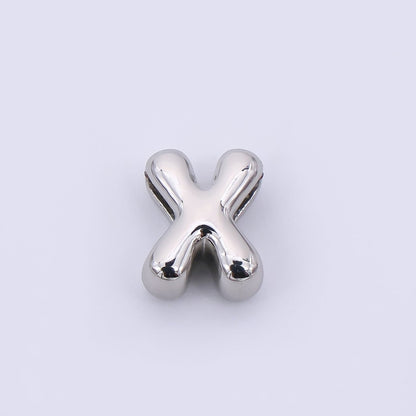 Mini Silver 8mm Initial Letter Alphabet Chubby Spacer Bead | AF040 - AF052