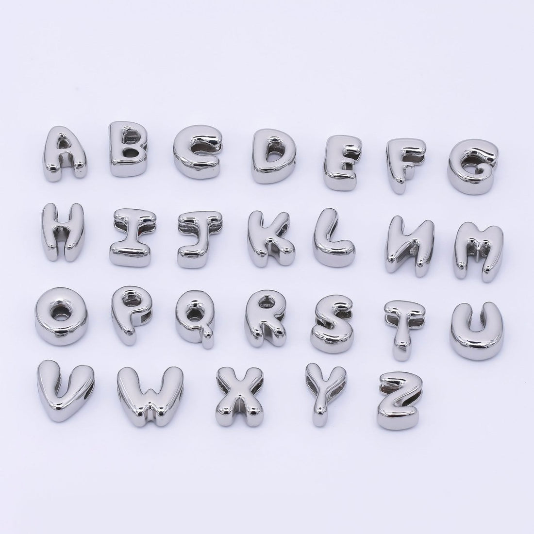 Mini Silver 8mm Initial Letter Alphabet Chubby Spacer Bead | AF040 - AF052