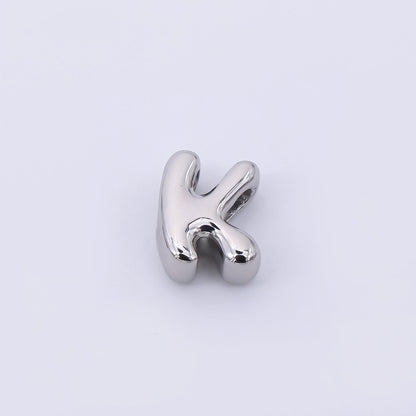 Mini Silver 8mm Initial Letter Alphabet Chubby Spacer Bead | AF040 - AF052