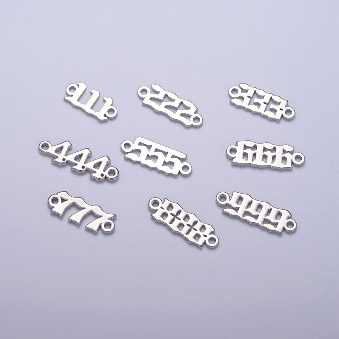 Mini Silver Angel Number Charm Connector Lucky Number for Necklace Bracelet Component G-847~G-855