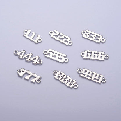 Mini Silver Angel Number Charm Connector Lucky Number for Necklace Bracelet Component G-847~G-855