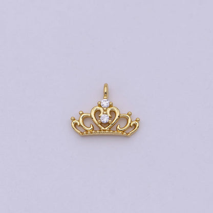 Mini Silver Princess Tiara Charm - Gold Princess Crown Charm for Necklace or Bracelet Component N-449 N-450