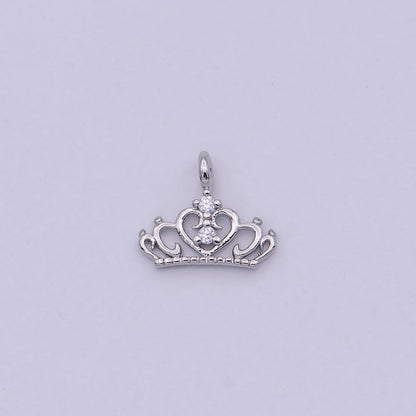 Mini Silver Princess Tiara Charm - Gold Princess Crown Charm for Necklace or Bracelet Component N-449 N-450