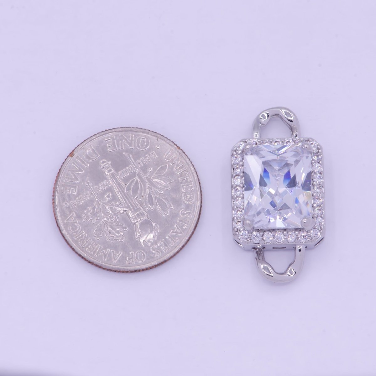 Mini Silver Rectangle Charms for Necklace Bracelet Earring Making Supplies Micro Pave Geometric Link Connector F-765