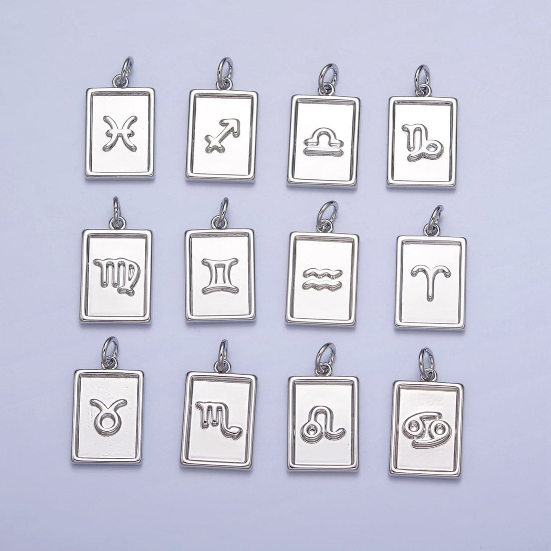 Mini Silver Tag Zodiac Charm Dainty Astrological Zodiac Signs Add on Charm A-A1433-A-A1438