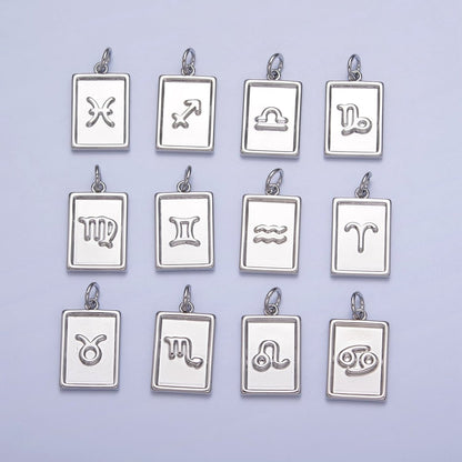 Mini Silver Tag Zodiac Charm Dainty Astrological Zodiac Signs Add on Charm A-A1433-A-A1438
