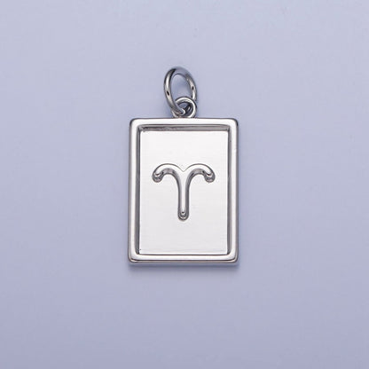 Mini Silver Tag Zodiac Charm Dainty Astrological Zodiac Signs Add on Charm A-A1433-A-A1438