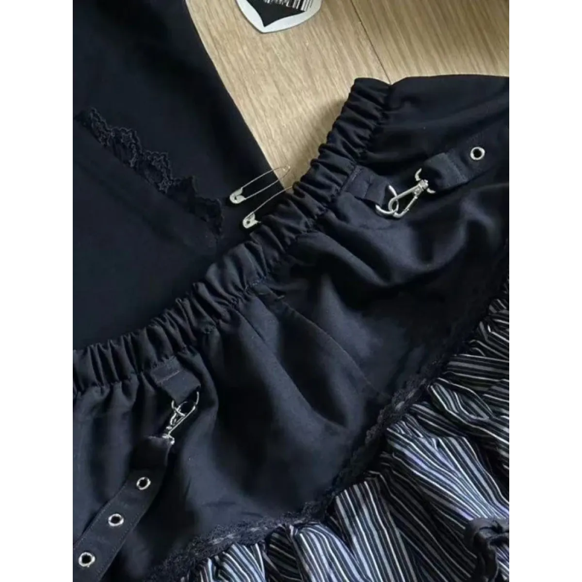 Black Punk Ruffle Mini Skirt
