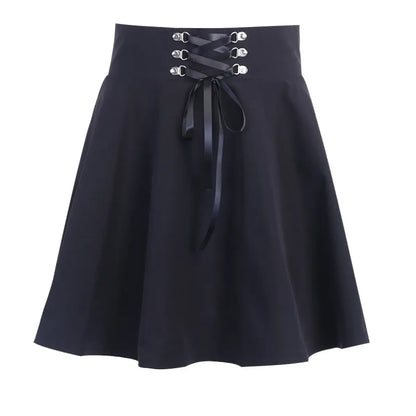 Gothic Lace-Up Mini Skirt – Harajuku Hipster Style for Women