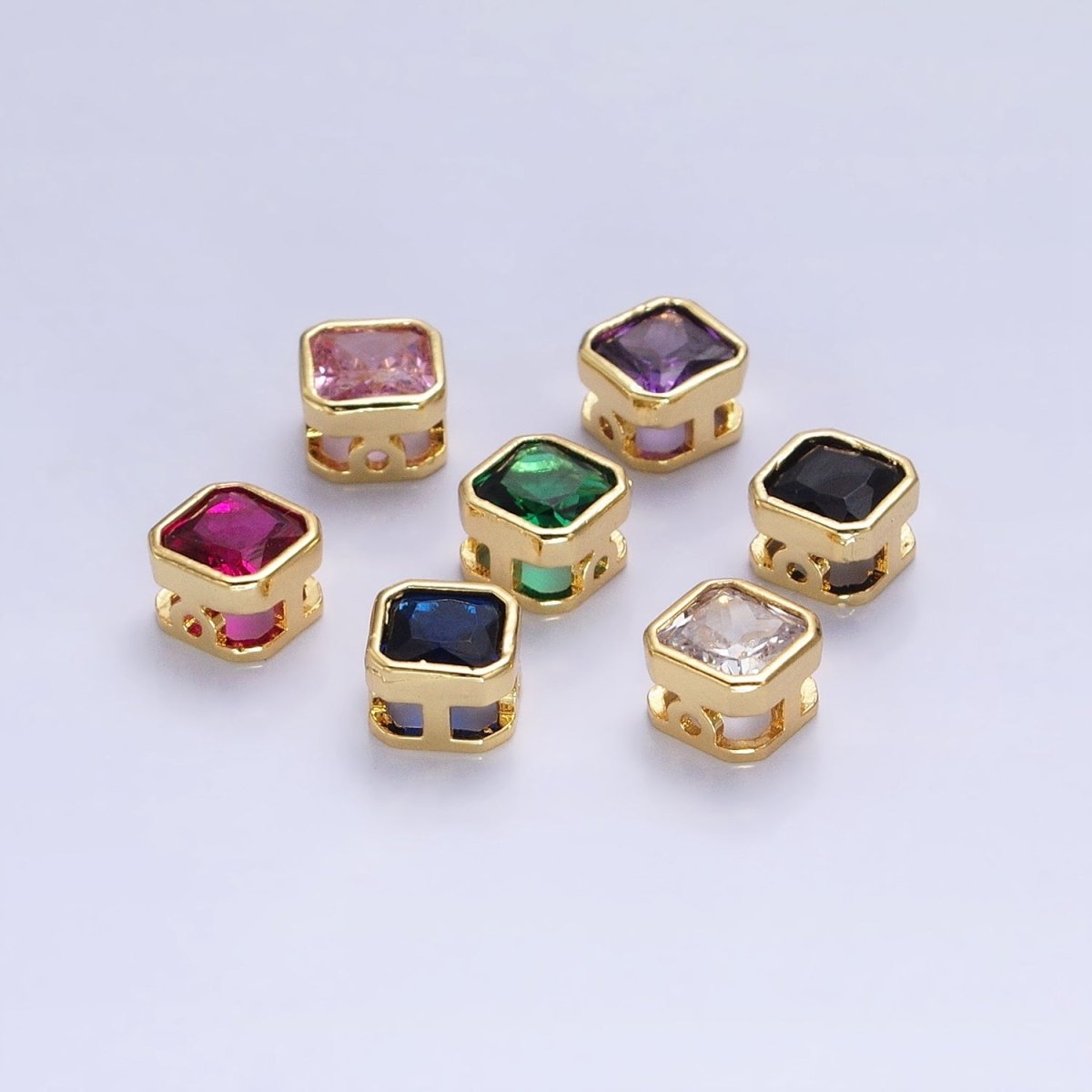 Mini Square Bead Spacer CZ Micro Pave Geometric Spacer Bead Connector Charm B-351 B-368 B-371 B-424 B-426 B-430 B-433