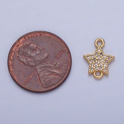 Mini Star Charms for Necklace Earring Making Supplies 14K Gold Filled Micro Pave Celestial Charm Connector G-934