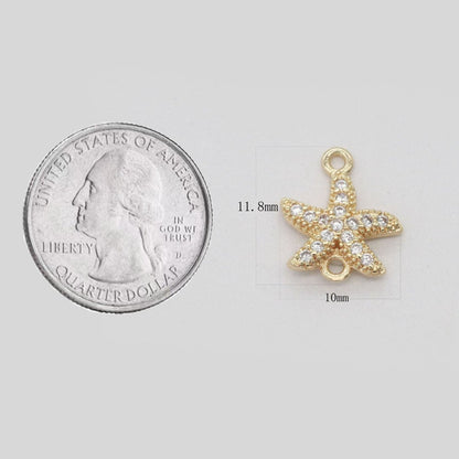 Mini Star Fish Charm Connector for Bracelet Earring Necklace Link Connector F-834