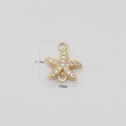 Mini Star Fish Charm Connector for Bracelet Earring Necklace Link Connector F-834