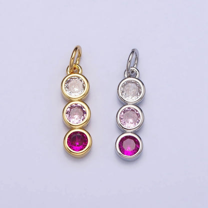 Mini Three Little Stone Charm Cubic Zirconia for Add on Charm AC662 AC663