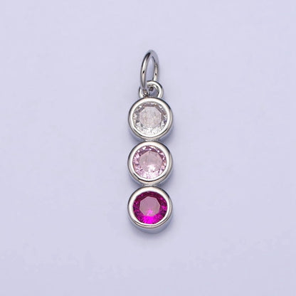 Mini Three Little Stone Charm Cubic Zirconia for Add on Charm AC662 AC663