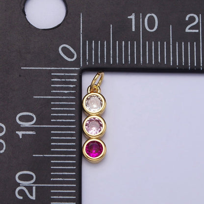 Mini Three Little Stone Charm Cubic Zirconia for Add on Charm AC662 AC663