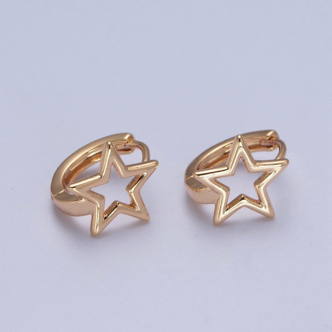 Minimalist 24K Gold Filled Celestial Star Huggie Hoops Earrings P-425